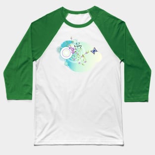 Floral buterfly aqua and violet Baseball T-Shirt